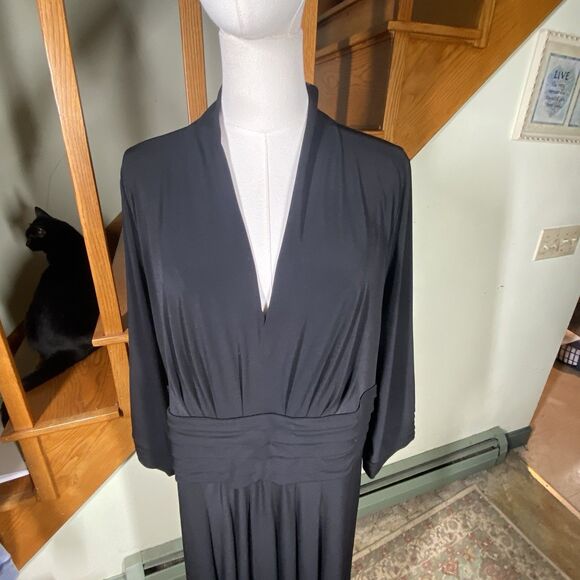 Alfani Women's Plus Size 3X Stretch Knit Basic Black Pull Over Midi Dress Party - Picture 2 of 8